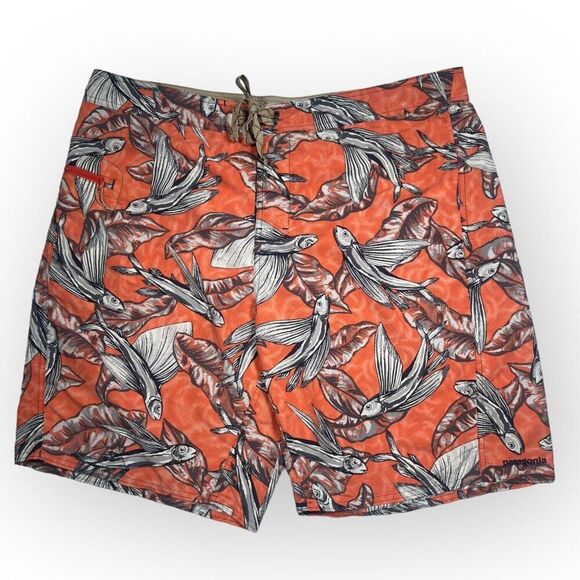 Patagonia Other - Patagonia Wavefarer Board Shorts Swim Trunks Size 40 Orange Flying Fish
